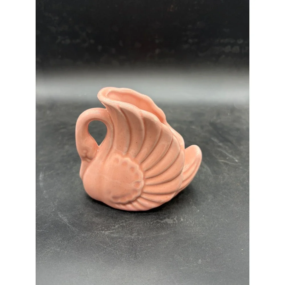 Vintage‎ Pink Ceramic Swan Planter Mini Vase Mid Century Modern Decor